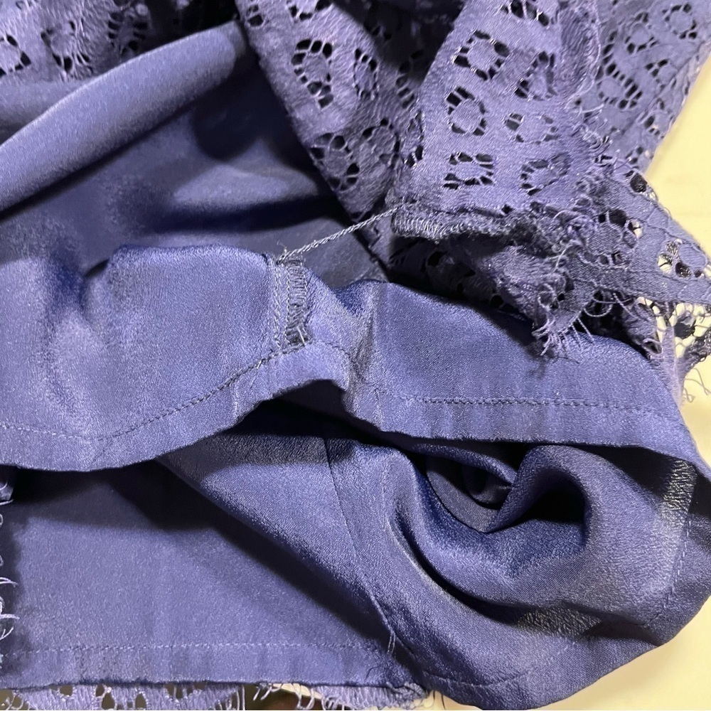 J. Crew Factory Blue Lace Short Sleeve Top 0 - Picture 7 of 11